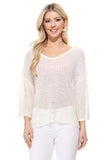 Mak Open Back Sheer Batwing Sleeve Stretch Knit Top - Rosa Apparel