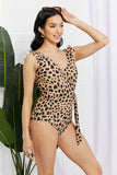 Marina West Swim Full Size Float On Ruffle Faux Wrap One-Piece in Leopard - Rosa Apparel