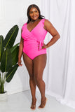 Marina West Swim Full Size Float On Ruffle Faux Wrap One-Piece in Pink - Rosa Apparel