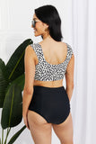 Marina West Swim Sanibel Crop Swim Top and Ruched Bottoms Set in Black - Rosa Apparel