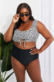 Marina West Swim Sanibel Crop Swim Top and Ruched Bottoms Set in Black - Rosa Apparel