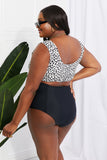 Marina West Swim Sanibel Crop Swim Top and Ruched Bottoms Set in Black - Rosa Apparel