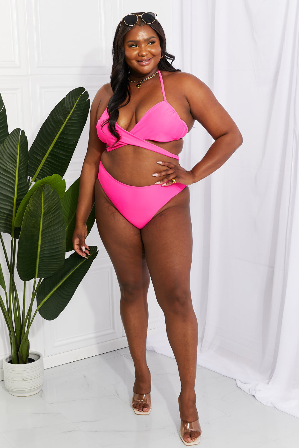 Marina West Swim Summer Splash Halter Bikini Set in Pink - Rosa Apparel