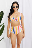 Marina West Swim Take A Dip Twist High-Rise Bikini in Stripe - Rosa Apparel