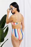 Marina West Swim Take A Dip Twist High-Rise Bikini in Stripe - Rosa Apparel