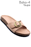 Miami Shoe Boho-4 Footbed Slide Sandal with Buckle Ornament - Rosa Apparel