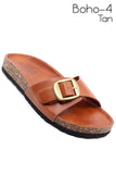 Miami Shoe Boho-4 Footbed Slide Sandal with Buckle Ornament - Rosa Apparel