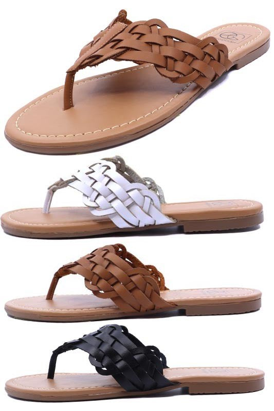 Miami Shoe Casual Braided Woven Thong Sandal - Rosa Apparel