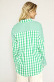 Miss Sparkling Elegant Plaid Button Up Long Sleeves V-Neck Blouse - Rosa Apparel