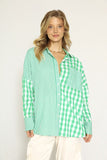 Miss Sparkling Elegant Plaid Button Up Long Sleeves V-Neck Blouse - Rosa Apparel