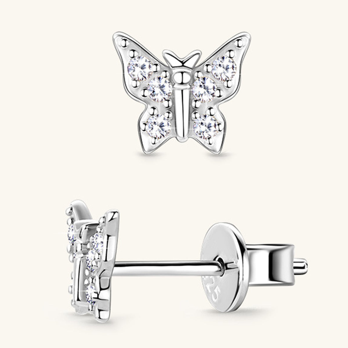 Moissanite 925 Sterling Silver Butterfly Stud Earrings - Rosa Apparel