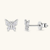 Moissanite 925 Sterling Silver Butterfly Stud Earrings - Rosa Apparel