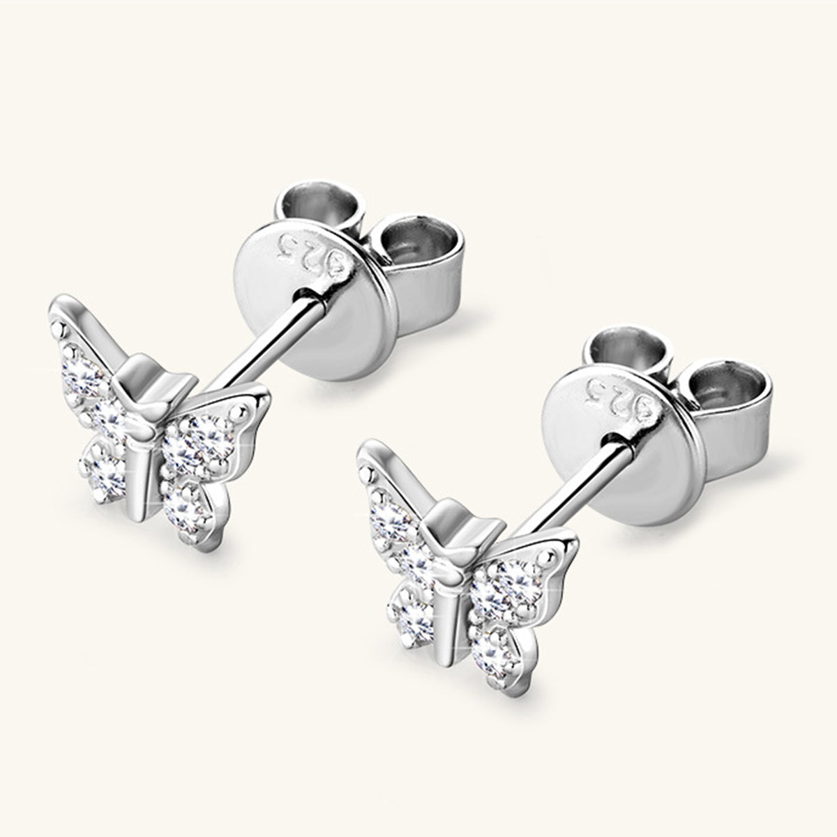 Moissanite 925 Sterling Silver Butterfly Stud Earrings - Rosa Apparel