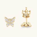 Moissanite 925 Sterling Silver Butterfly Stud Earrings - Rosa Apparel