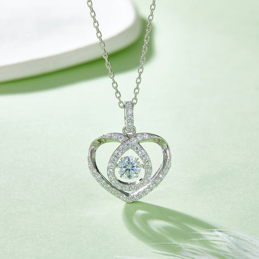 Moissanite 925 Sterling Silver Heart Shape Necklace - Rosa Apparel