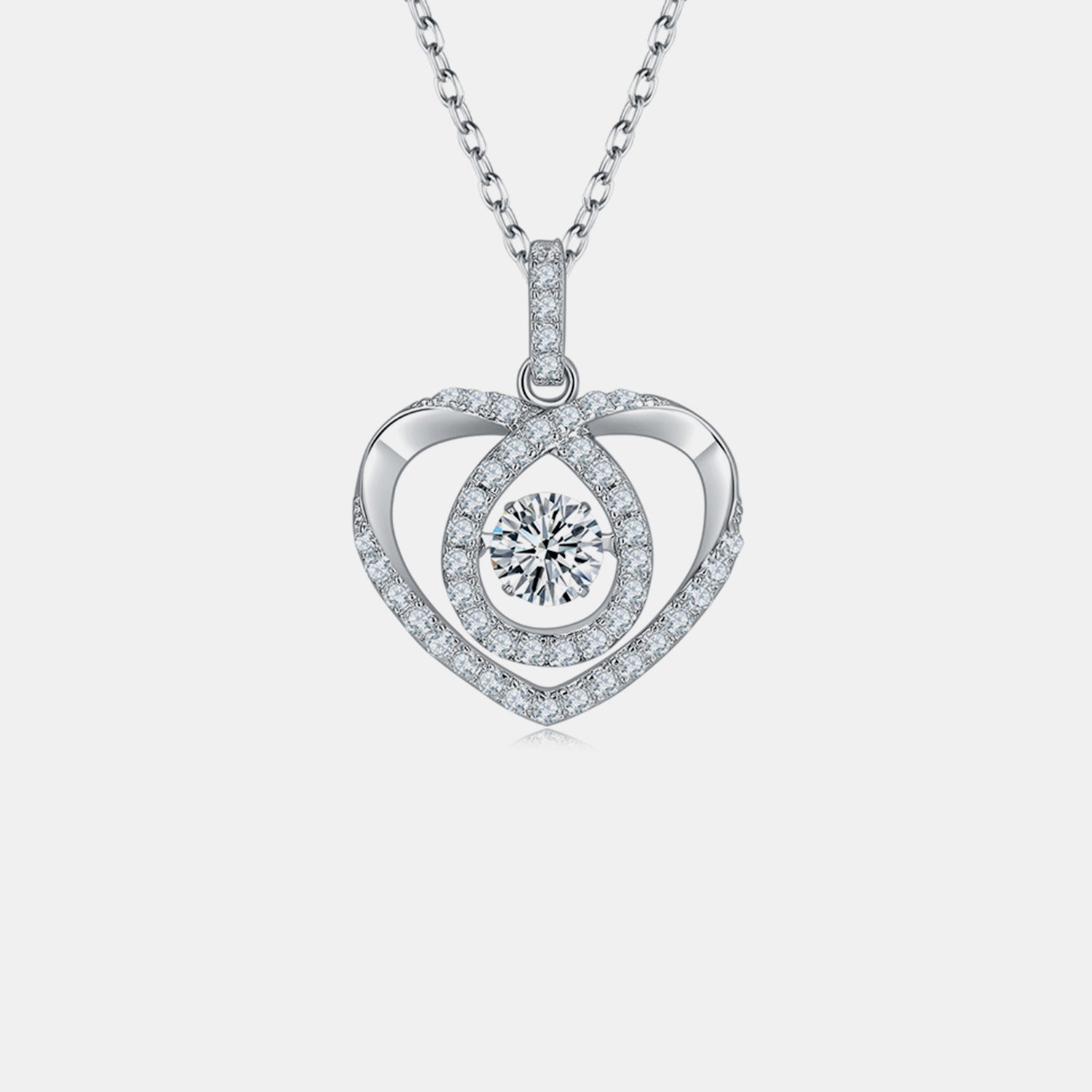 Moissanite 925 Sterling Silver Heart Shape Necklace - Rosa Apparel