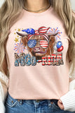 Moo-Rica Cow Fireworks Flag Patriotic 4th of July Graphic Tee - Rosa Apparel