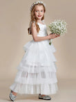 Multi-Layered Tulle Princess Flower Girl Dress with Spaghetti Straps - Rosa Apparel