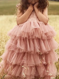 Multi-Layered Tulle Princess Flower Girl Dress with Spaghetti Straps - Rosa Apparel