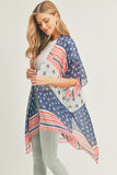 Multi Striped American Flag 4th of July Kimono - Rosa Apparel