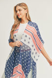 Multi Striped American Flag 4th of July Kimono - Rosa Apparel