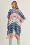 Multi Striped American Flag 4th of July Kimono - Rosa Apparel