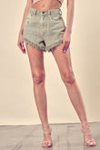 Mustard Seed Distressed Frayed Hem Denim Shorts - Rosa Apparel