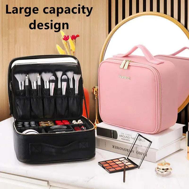 NiceLand Smart LED Light Mirror Cosmetic Case Make Up Bag Women's Hand - Rosa Apparel