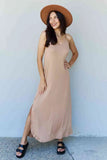 Ninexis Good Energy Full Size Cami Side Slit Maxi Dress in Camel - Rosa Apparel