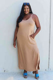 Ninexis Good Energy Full Size Cami Side Slit Maxi Dress in Camel - Rosa Apparel