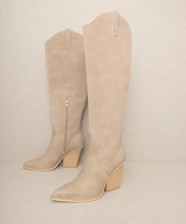 OASIS SOCIETY Barcelona - Knee High Pointed Toes Western Boots