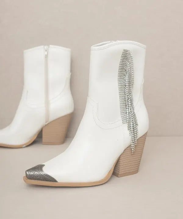 OASIS SOCIETY Kai - Botas de piel vegana con flecos de strass