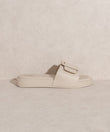 OASIS SOCIETY Daisy - Single Buckle Slide Square Toe Sandals - Rosa Apparel