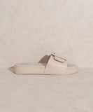 OASIS SOCIETY Daisy - Single Buckle Slide Square Toe Sandals - Rosa Apparel