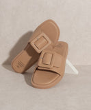 OASIS SOCIETY Daisy - Single Buckle Slide Square Toe Sandals - Rosa Apparel