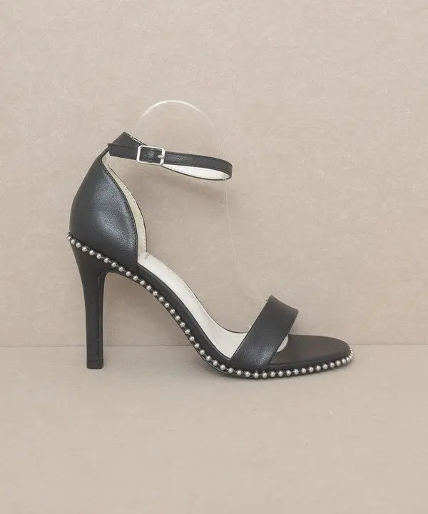 OASIS SOCIETY Dublin - Metal Stud Open Toe Heels - Rosa Apparel