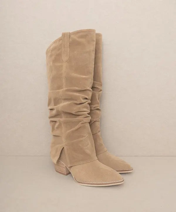 OASIS SOCIETY Thea - Fold Over Slit Jean Boots - Rosa Apparel