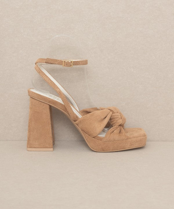 OASIS SOCIETY Zoey - Knotted Band Buckle Chic Platform Heels - Rosa Apparel