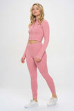 OTOS Active Seamless Ribbed Tracksuit Zip-up Two-Piece Set - Rosa Apparel