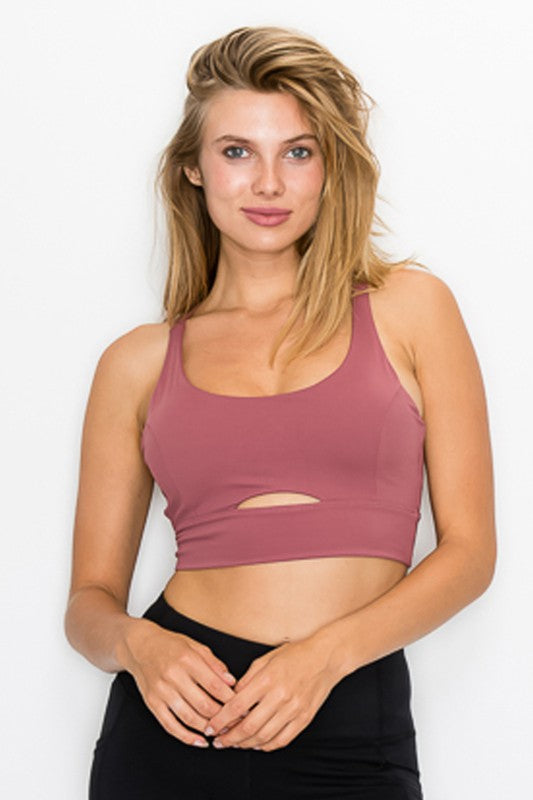 OTOS Active Trendy Cross Back Front Slit Sports Bra 1210 - Rosa Apparel