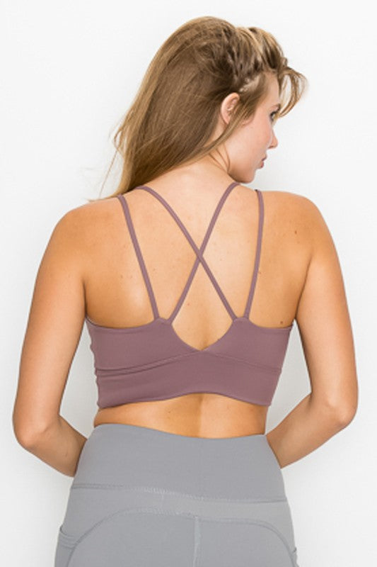 OTOS Active Trendy Cross Back Front Slit Sports Bra 1210 - Rosa Apparel