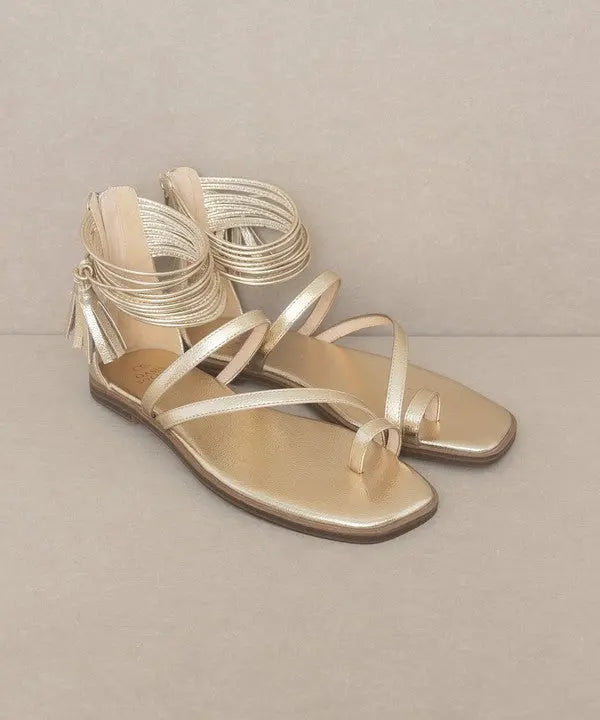 Oasis Society Abril - Strappy Ankle Wrap Sandal - Rosa Apparel