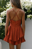 One and Only Charming Sleeveless V-Neck Backless Surplice Romper - Rosa Apparel