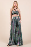 Orange Farm Boho Print Wide Leg Pants with Pockets - Rosa Apparel