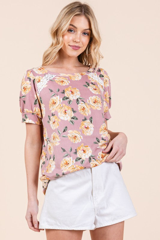 Orange Farm Lace Detailed Short Sleeve Top - Rosa Apparel