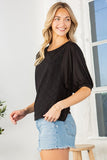 Orange Farm Lace Overlay Puff Sleeve Top - Rosa Apparel