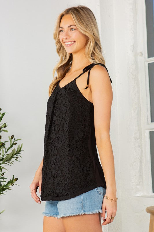 Orange Farm Lace overlay Sleeveless Top - Rosa Apparel