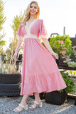 Orange Farm Lace trimmed Detailed Tiered Dress - Rosa Apparel