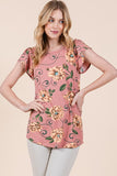 Orange Farm Soft Knit Jersey Floral Print Top - Rosa Apparel