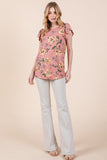 Orange Farm Soft Knit Jersey Floral Print Top - Rosa Apparel